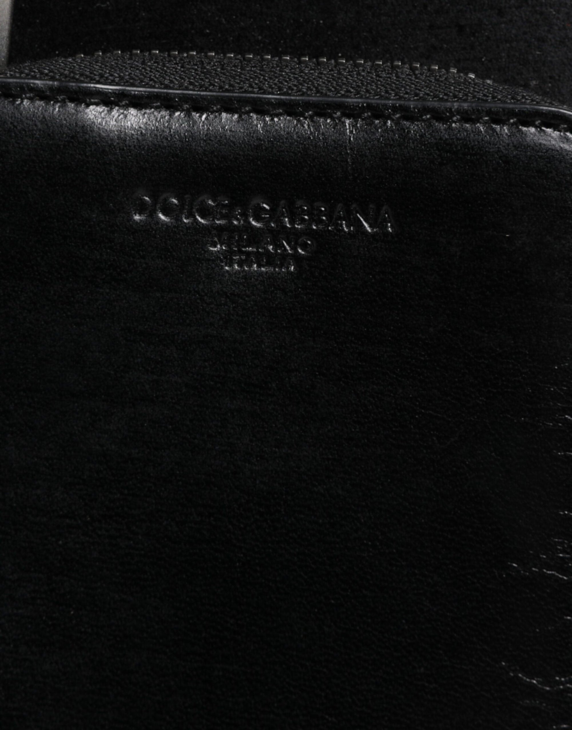 Portefeuille Dolce &amp; Gabbana en cuir noir avec logo et fermeture éclair