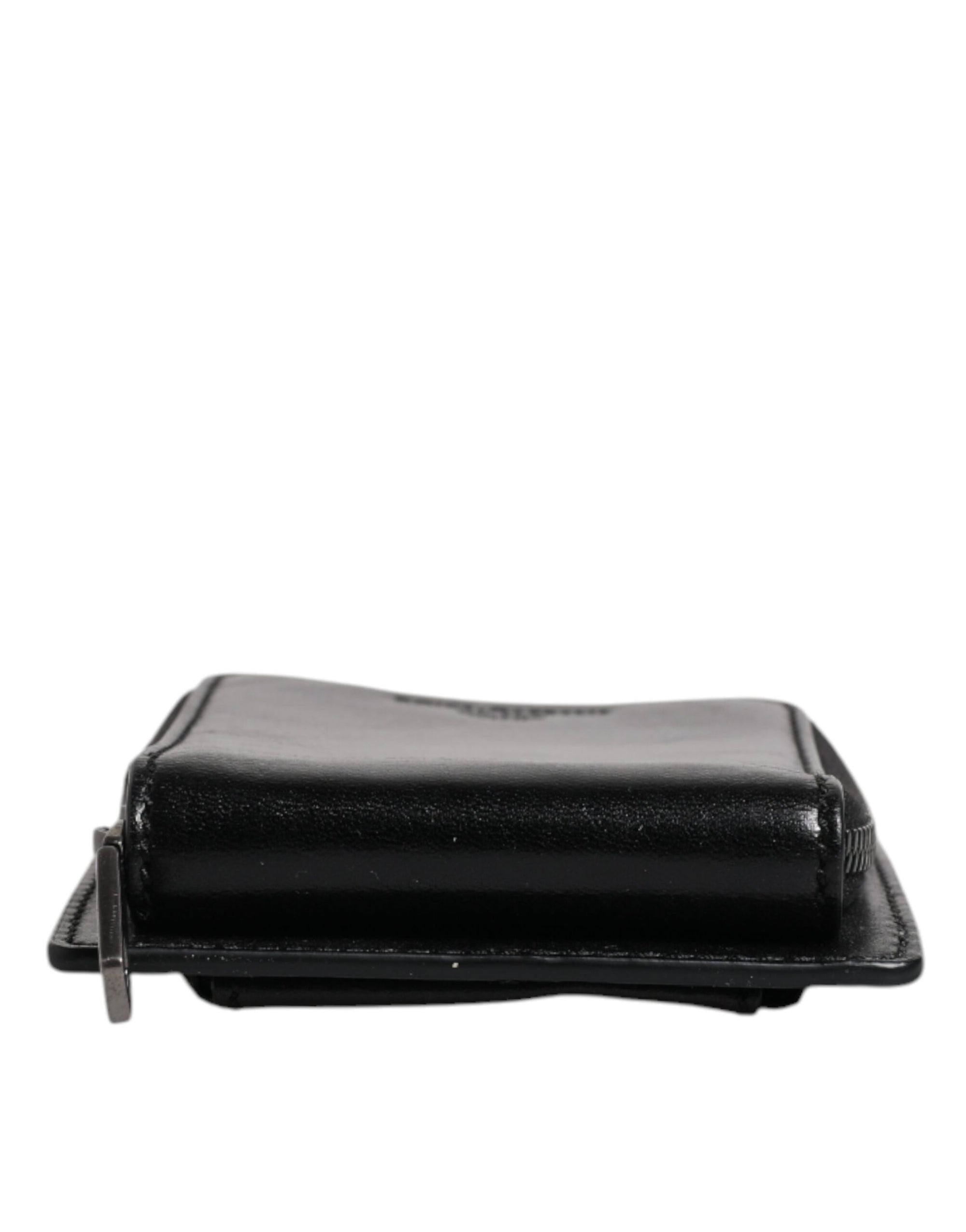 Portefeuille Dolce &amp; Gabbana en cuir noir avec logo et fermeture éclair