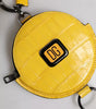 Portefeuille rond en cuir jaune Dolce &amp; Gabbana avec cordon et porte-monnaie à logo DG