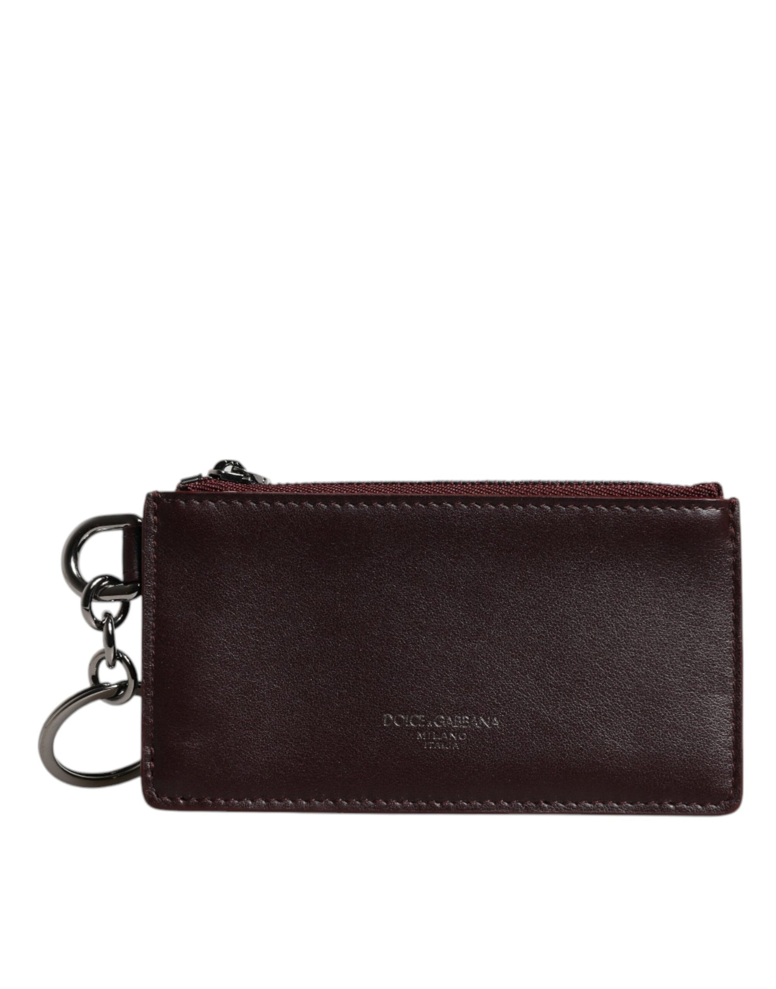 Portefeuille porte-cartes Dolce & Gabbana en cuir de veau marron avec logo DG