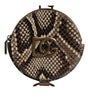 Dolce &amp; Gabbana Brown Round Leather DG Logo Coin Purse Lanyard Wallet