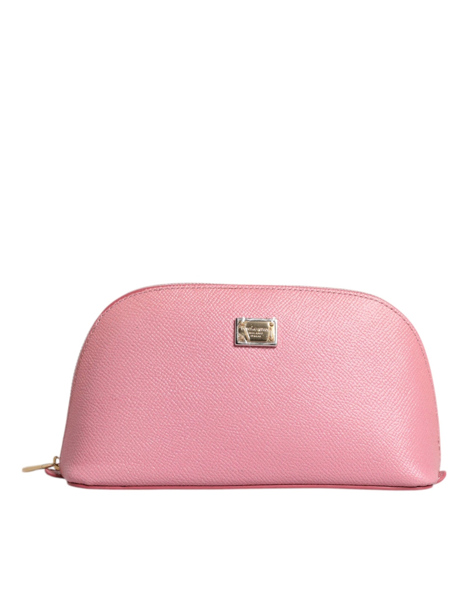 Dolce &amp; Gabbana Pink Leather DG Logo Zip Around Hand Purse Pouch Wallet