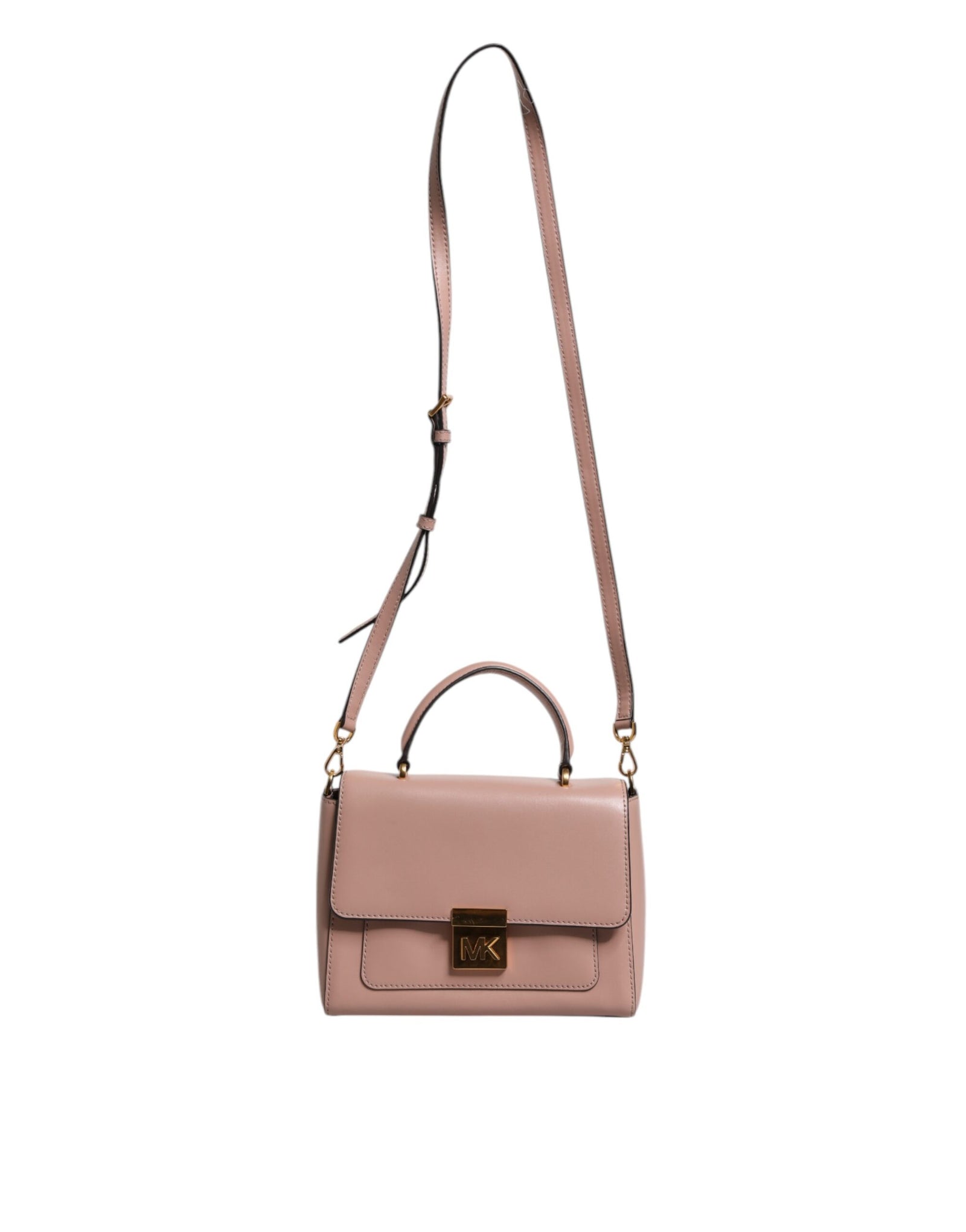 Sac à bandoulière MINDY en cuir rose avec plaque logo Michael Kors