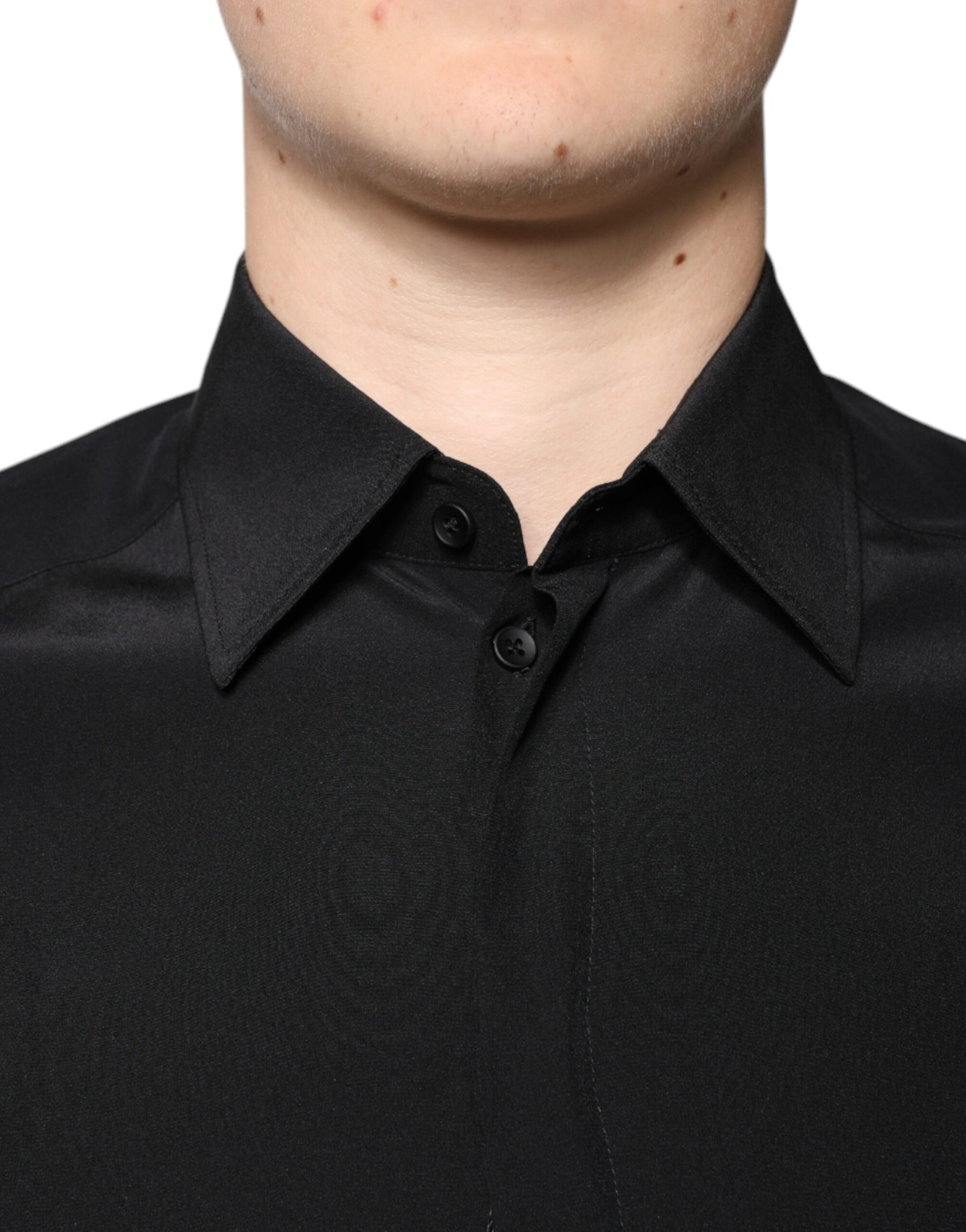 Chemise en soie noire à manches longues Dolce &amp; Gabbana