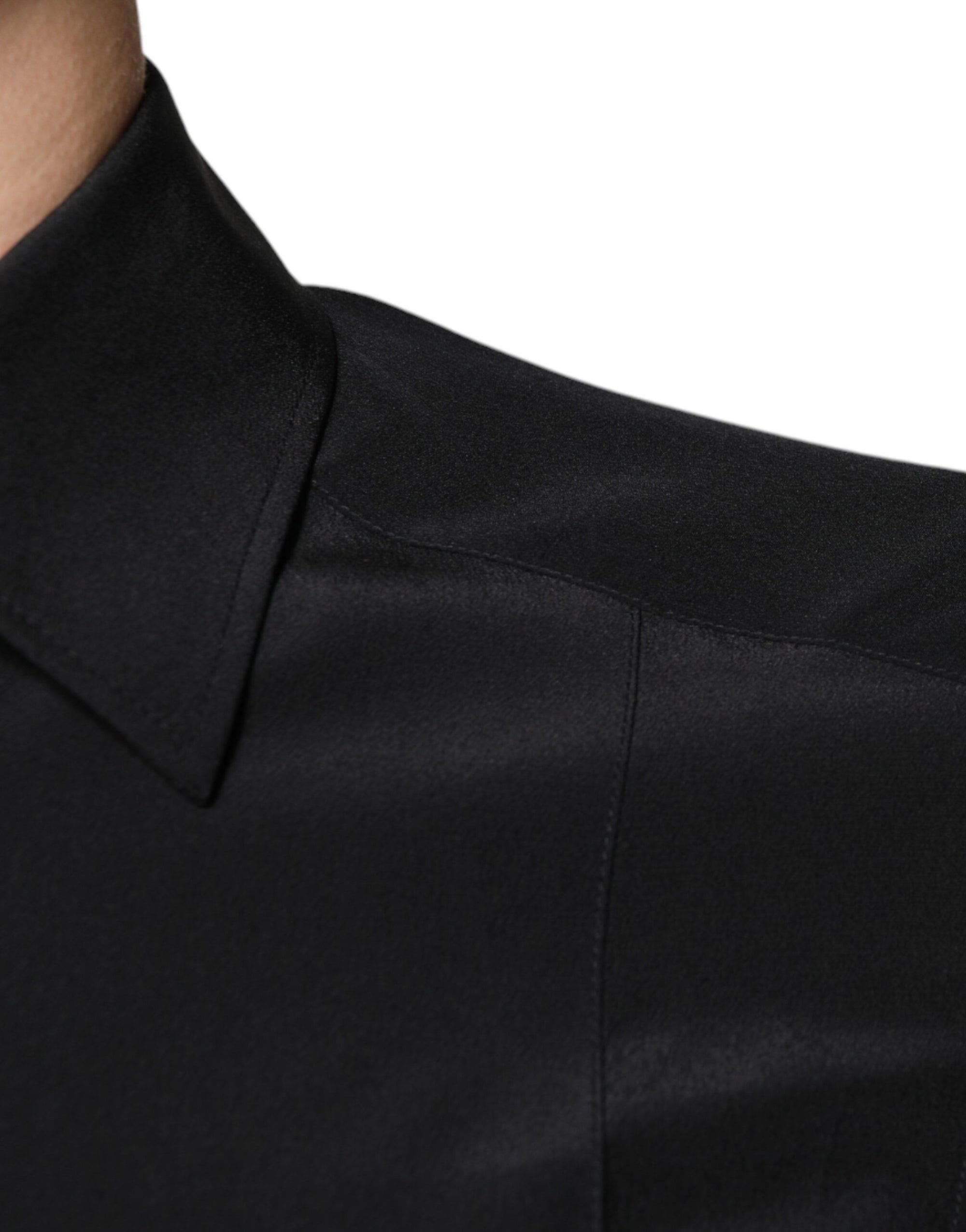 Chemise en soie noire à manches longues Dolce &amp; Gabbana