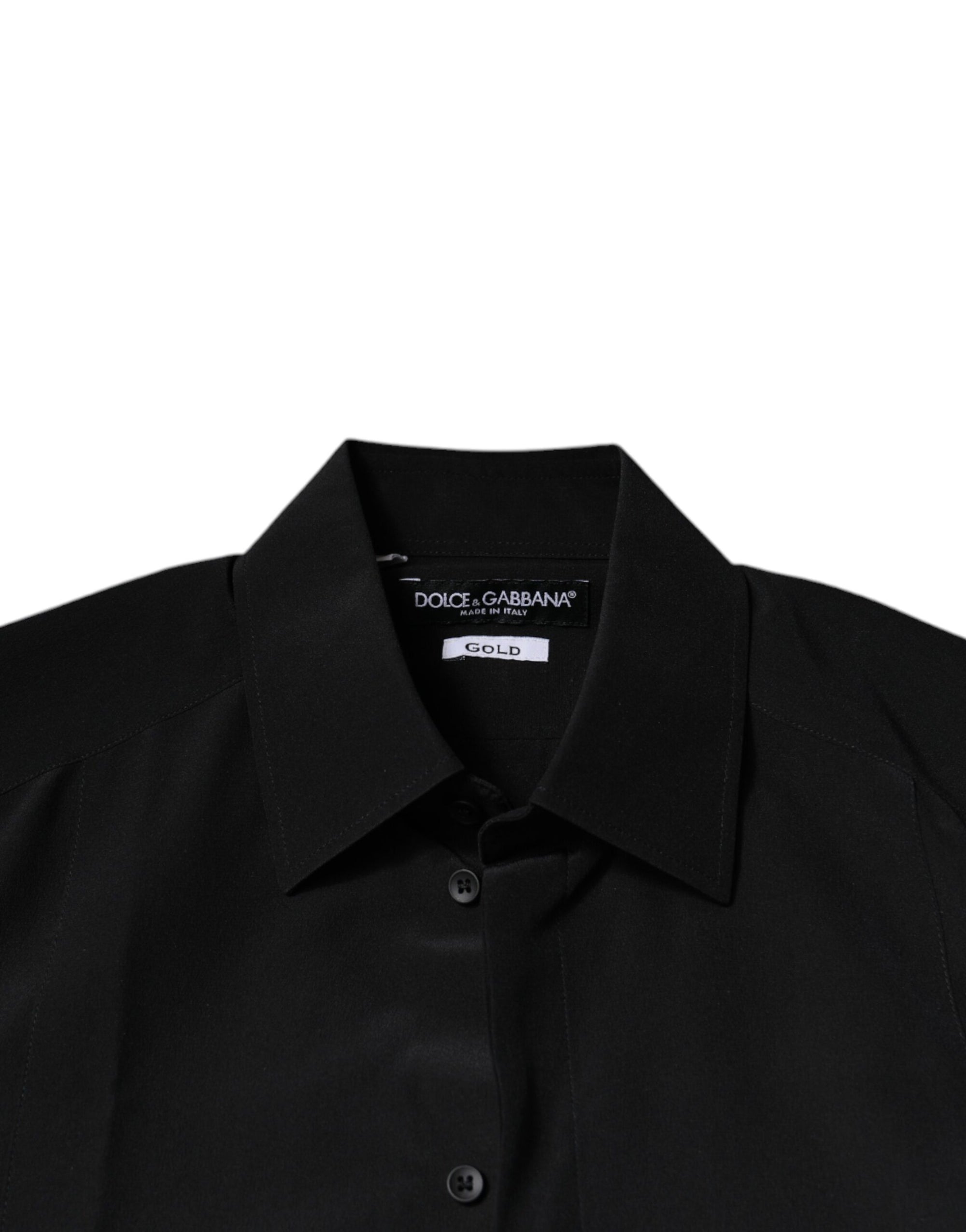 Chemise en soie noire à manches longues Dolce &amp; Gabbana