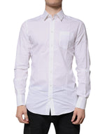 Chemise blanche à manches longues en coton Dolce &amp; Gabbana, couleur dorée