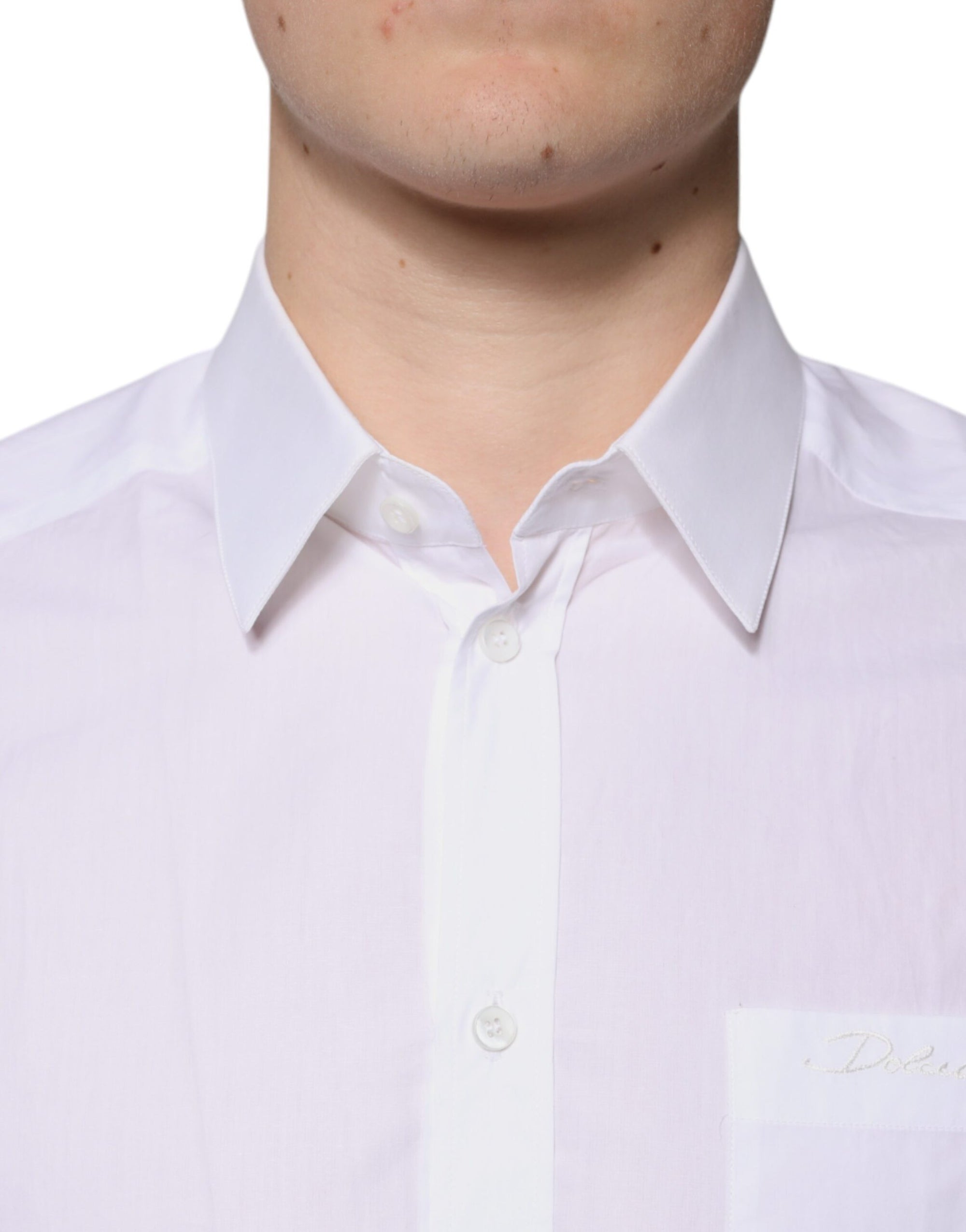 Chemise blanche à manches longues en coton Dolce &amp; Gabbana, couleur dorée