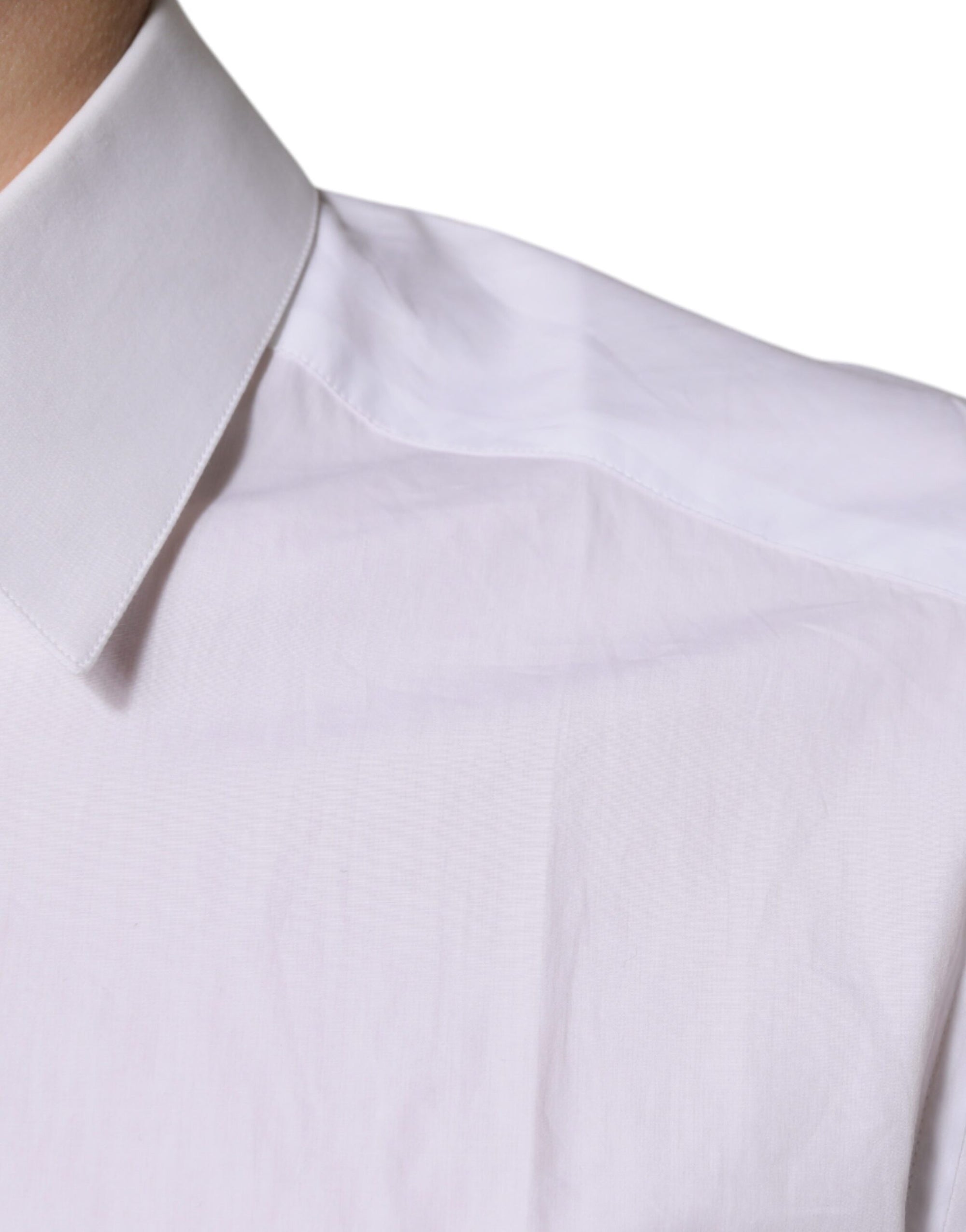 Chemise blanche à manches longues en coton Dolce &amp; Gabbana, couleur dorée