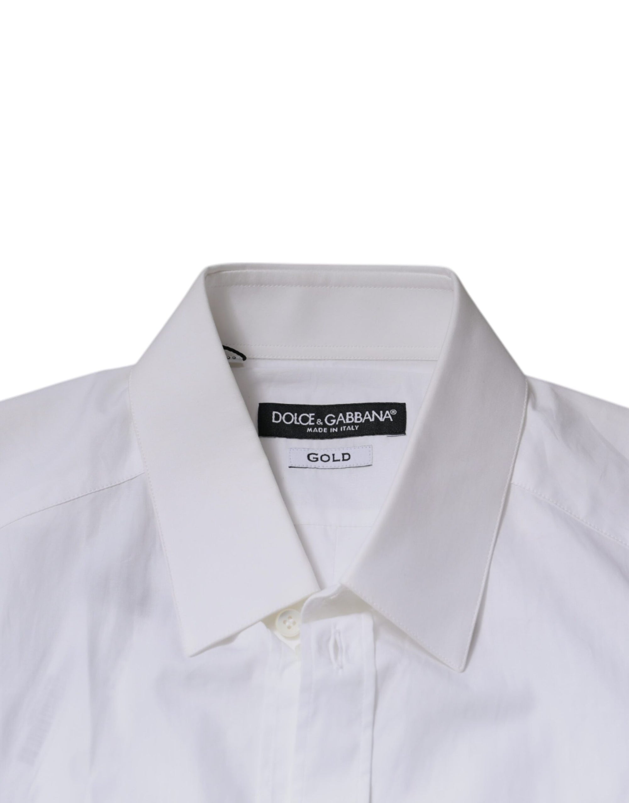 Chemise blanche à manches longues en coton Dolce &amp; Gabbana, couleur dorée