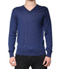 Dolce & Gabbana Navy Blue Cashmere V-neck Pullover Sweater