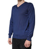 Dolce & Gabbana Navy Blue Cashmere V-neck Pullover Sweater