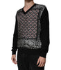 Dolce & Gabbana Black Logo Wool V-neck Pullover Sweater