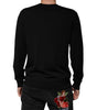 Dolce & Gabbana Black Logo Wool V-neck Pullover Sweater