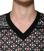 Dolce & Gabbana Black Logo Wool V-neck Pullover Sweater