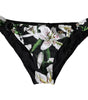 Dolce & Gabbana Black Lily Print Swimwear Bottom Beachwear Bikini