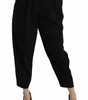 Dolce &amp; Gabbana Black Wool High Waist Pleat Front Cropped Pants