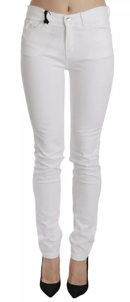 Dolce &amp; Gabbana White Crystal Embellished Skinny Jeans