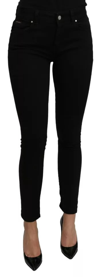 Dolce &amp; Gabbana Black Mid Waist Slim Denim Cotton Stretch Jeans