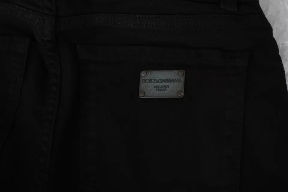 Dolce &amp; Gabbana Black Mid Waist Slim Denim Cotton Stretch Jeans