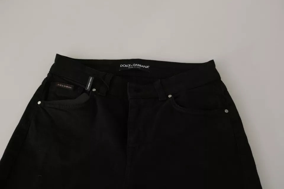 Dolce &amp; Gabbana Black Mid Waist Slim Denim Cotton Stretch Jeans