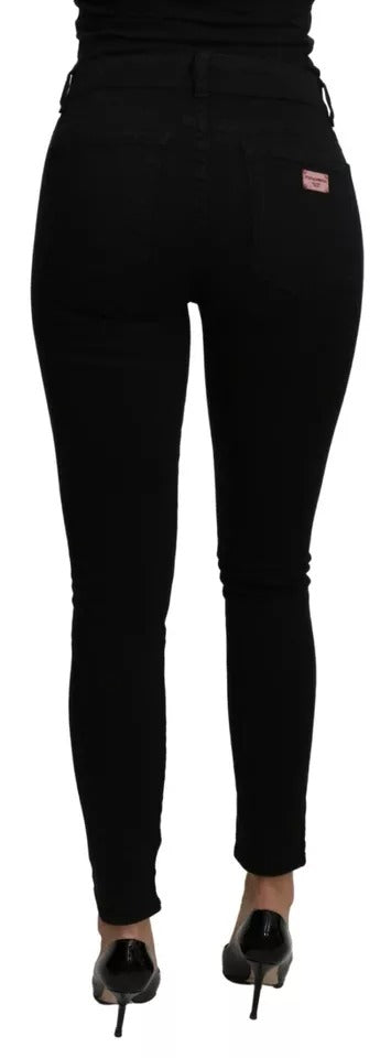 Dolce &amp; Gabbana Black Mid Waist Slim Denim Cotton Stretch Jeans