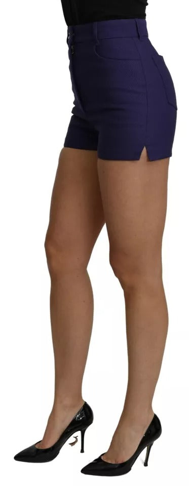 Mini short en coton bleu taille haute Dolce & Gabbana