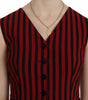Dolce & Gabbana Red Black Stripe Vest Waistcoat Blouse Top