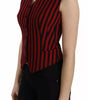 Dolce & Gabbana Red Black Stripe Vest Waistcoat Blouse Top