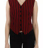 Dolce & Gabbana Red Black Stripe Vest Waistcoat Blouse Top