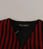 Dolce & Gabbana Red Black Stripe Vest Waistcoat Blouse Top