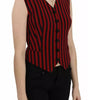 Dolce & Gabbana Red Black Stripe Vest Waistcoat Blouse Top