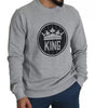 Dolce & Gabbana Gray Crown King Print Cotton Pullover Sweater