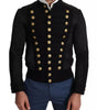 Dolce & Gabbana Black Button Embellished Military Jacket