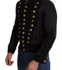 Dolce & Gabbana Black Button Embellished Military Jacket
