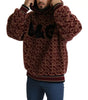 Dolce & Gabbana Red Beige Wool Oversize Hooded Pullover Sweater