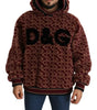 Dolce & Gabbana Red Beige Wool Oversize Hooded Pullover Sweater