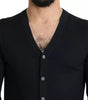 Dolce & Gabbana Black Wool Button Down Men Cardigan Sweater