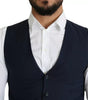 Dolce & Gabbana Navy Blue Men Formal Dress Waistcoat Vest