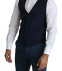 Dolce & Gabbana Navy Blue Men Formal Dress Waistcoat Vest