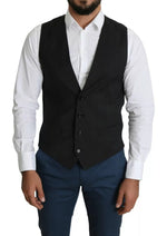 Dolce & Gabbana Black Men Formal STAFF Dress Waistcoat Vest
