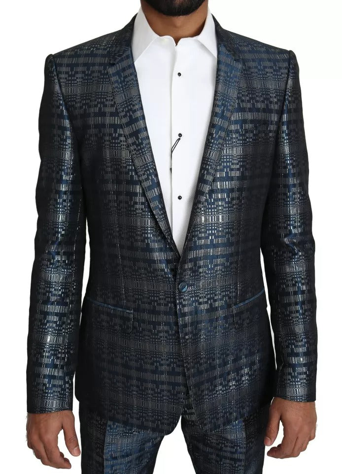 Costume 2 pièces slim bleu argenté brillant Dolce &amp; Gabbana