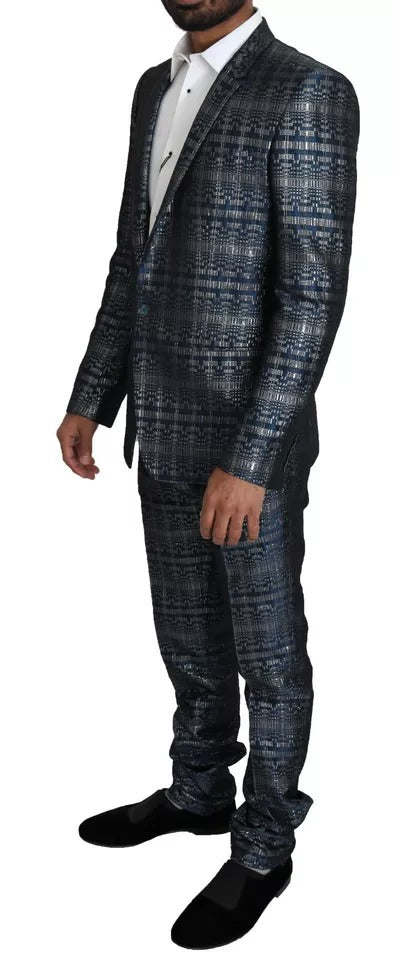 Costume 2 pièces slim bleu argenté brillant Dolce &amp; Gabbana