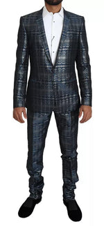 Costume 2 pièces slim bleu argenté brillant Dolce &amp; Gabbana