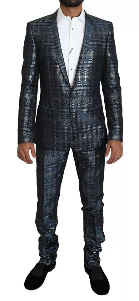Costume 2 pièces slim bleu argenté brillant Dolce &amp; Gabbana