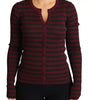 Dolce & Gabbana Black Red Striped Womens Cardigan Sweater