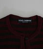 Dolce & Gabbana Black Red Striped Womens Cardigan Sweater