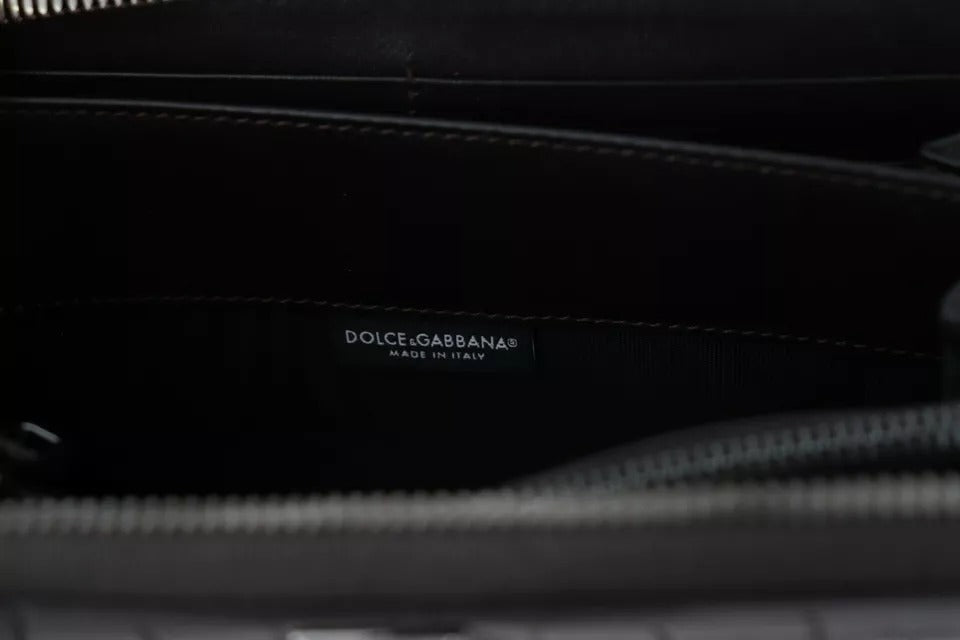 Portefeuille continental zippé en cuir exotique marron Dolce &amp; Gabbana