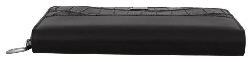Portefeuille continental zippé en cuir exotique marron Dolce &amp; Gabbana