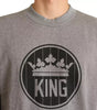 Dolce & Gabbana Gray Crown King Cotton Pullover Sweater